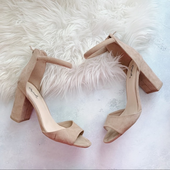 Qupid Shoes - Qupid Nude Block Heel